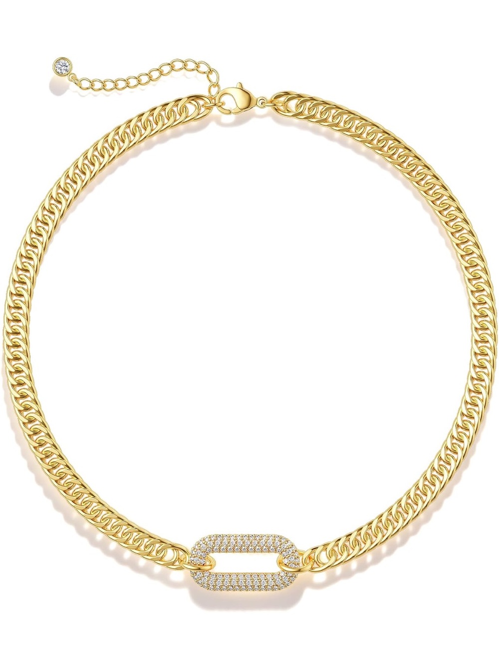 Anthropologie Gold Cubic Link Necklace with Crystal Accent - Picture 6 of 7